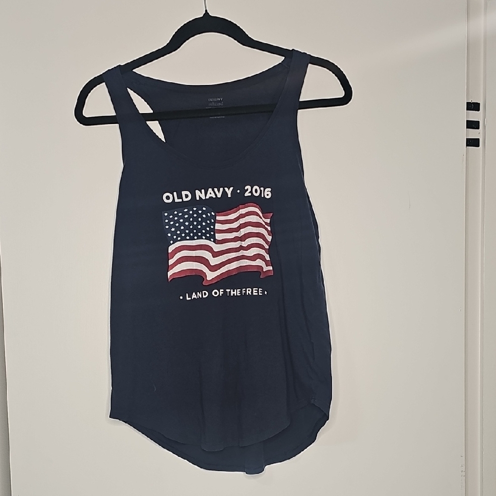 Old Navy Dark Blue Tank with American Flag Print